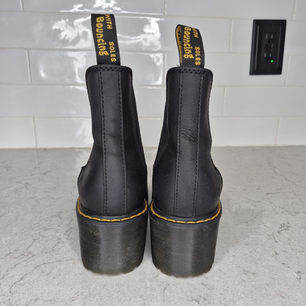 Dr Martens Rometty Women's Sz 6 Black Leather Platform‎ Chelsea Boot Pull On - Picture 5 of 10